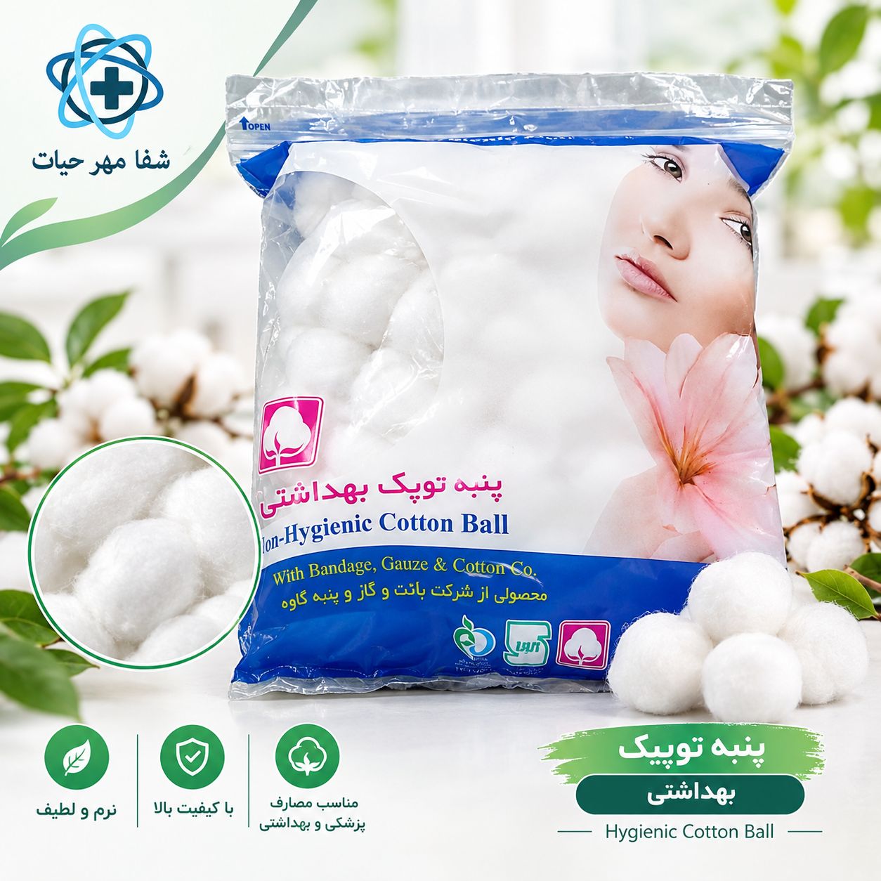 پنبه  توپکی سفید گل  کاوه